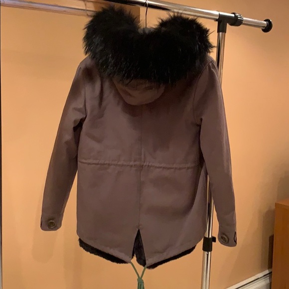 Army green black fox fur hooded jacket ! - Picture 2 of 5